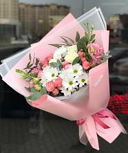 Букет цветов из:  Розы, Лизиантусы и Хризантемы в Калашниково